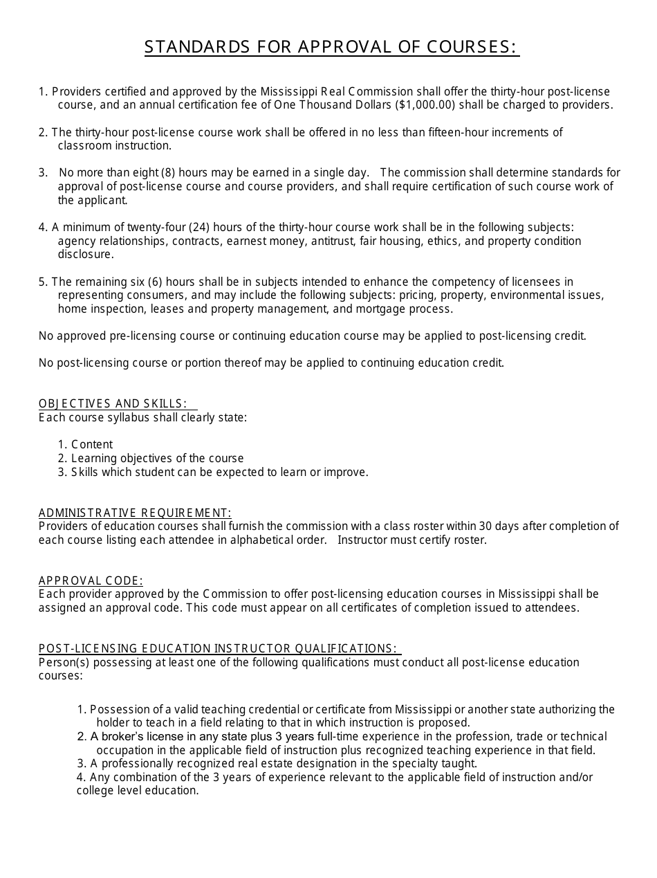 Mrec Post-licensing Course Application Form - Mississippi, Page 2