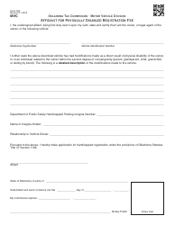 Document preview: OTC Form 760 Affidavit for Physically Disabled Registration Fee - Oklahoma