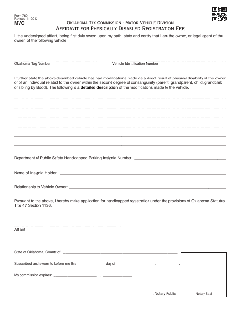 OTC Form 760  Printable Pdf