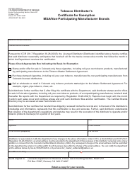 Document preview: Form DR1286 Tobacco Distributor's Certificate for Exemption - Msa/Non-participating Manufacturer Brands - Colorado