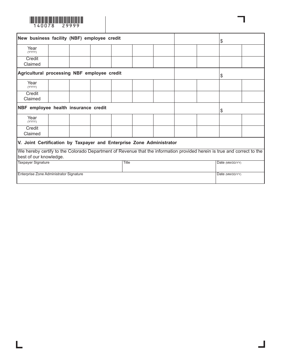 Form DR0078 Application for Extended Enterprise Zone Tax Credits in Terminated Enterprise Zone Area - Joint Certification by Taxpayer and Enterprise Zone Administrator - Colorado, Page 2