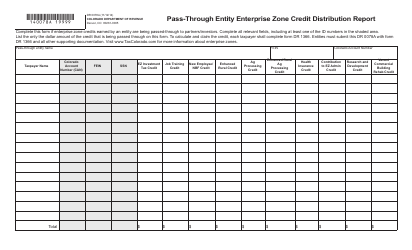 Document preview: Form DR0078A Pass-Through Entity Enterprise Zone Credit Distribution Report - Colorado