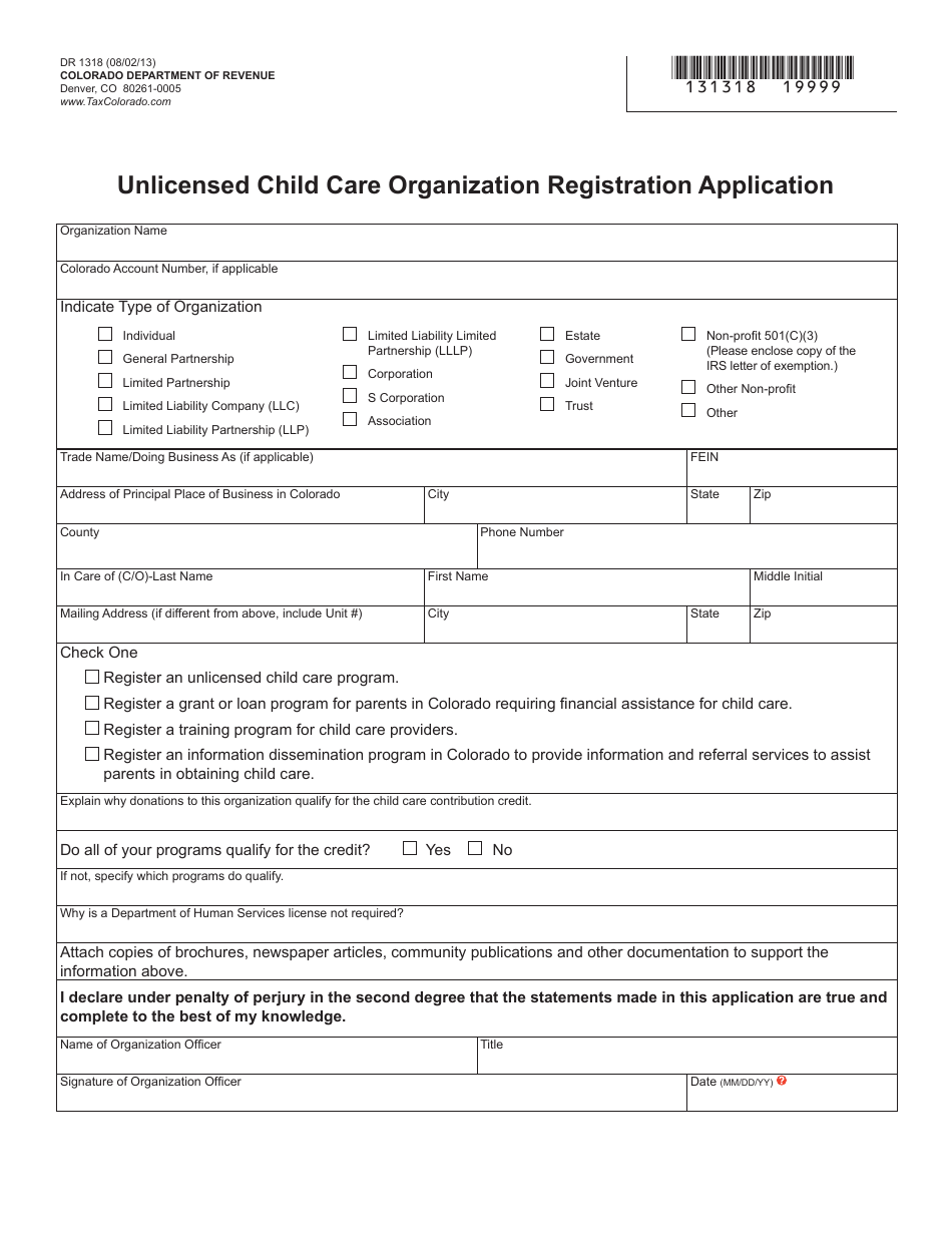 Form Dr1318 Fill Out Sign Online And Download Fillable Pdf Colorado Templateroller 2472