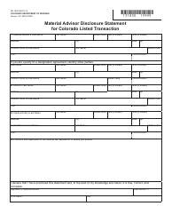 Form DR1830 Material Advisor Disclosure Statement for Colorado Listed Transaction - Colorado