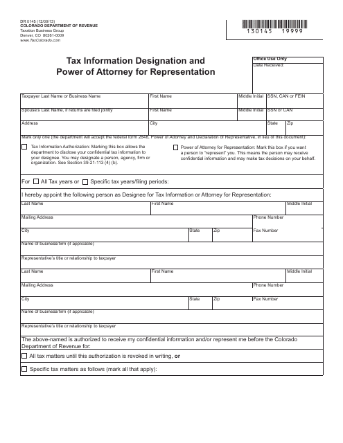 Form DR0145  Printable Pdf