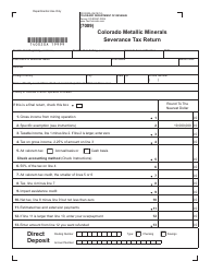 Document preview: Form DR0020A Colorado Metallic Minerals Severance Tax Return - Colorado