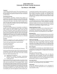 Form DR0020E Colorado Oil Shale Facility Severance Tax Return - Colorado, Page 3