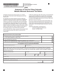 Document preview: Form DR0021SA Extension of Time for Filing Colorado Metallic Minerals Severance Tax Return - Colorado