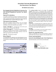 Form DR0022X Amended Colorado Molybdenum Ore Severance Tax Return - Colorado, Page 3
