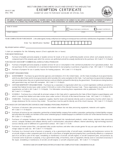 Form WV/CST-280  Printable Pdf