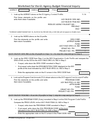 Document preview: Worksheet for the 61 Agency Budget Financial Inquiry - Oregon