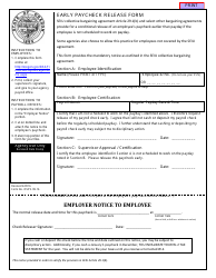 Form OSPS.99.16 &quot;Early Paycheck Release Form&quot; - Oregon