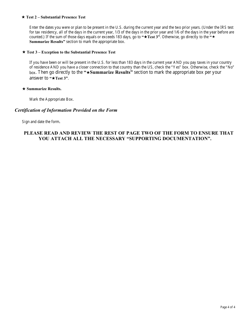 Form OSPS.99.01 Determination of Foreign Nationals Residency - Oregon, Page 4