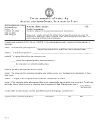 Form IPD Articles of Dissolution - Profit Corporation - Kentucky