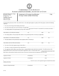 Document preview: Form FNL Statement of Foreign Qualification (Foreign Limited Liability Partnership) - Kentucky