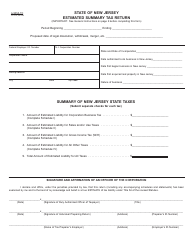 Form A-5052-TC Estimated Summary Tax Return - New Jersey