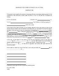 Form PTA206 &quot;Warrant for Completion of Collection&quot; - Maine