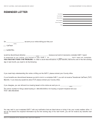 Document preview: Form SAR90 Reminder Letter - California