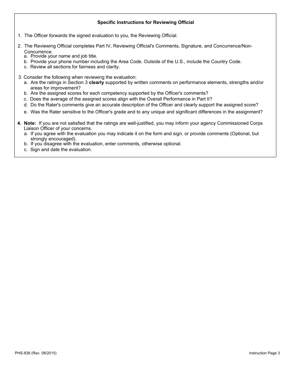 Form PHS-838 Commissioned Officers Effectiveness Report, Page 7