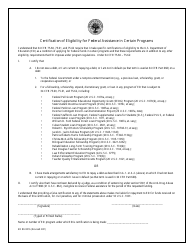 Document preview: Form ED80-0016 Certification of Eligibility for Federal Assistance in Certain Programs
