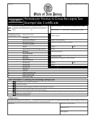 Form PPT-5 &quot;Petroleum Products Gross Receipts Tax Exempt Use Certificate&quot; - New Jersey