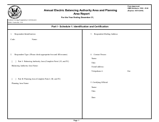 FERC Form 714 Annual Electric Balancing Authority Area and Planning Area Report
