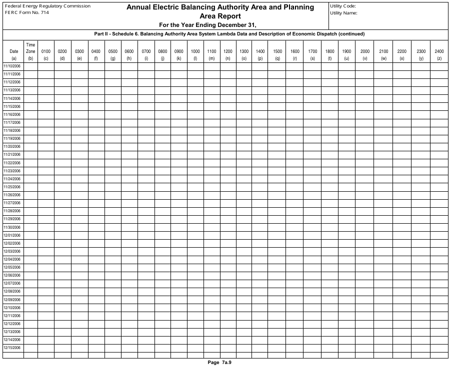 FERC Form 714 Annual Electric Balancing Authority Area and Planning Area Report, Page 16