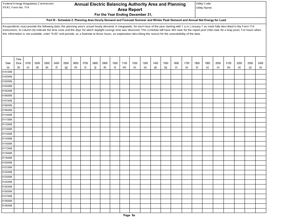 Ferc Form 714 - Fill Out, Sign Online And Download Printable Pdf 