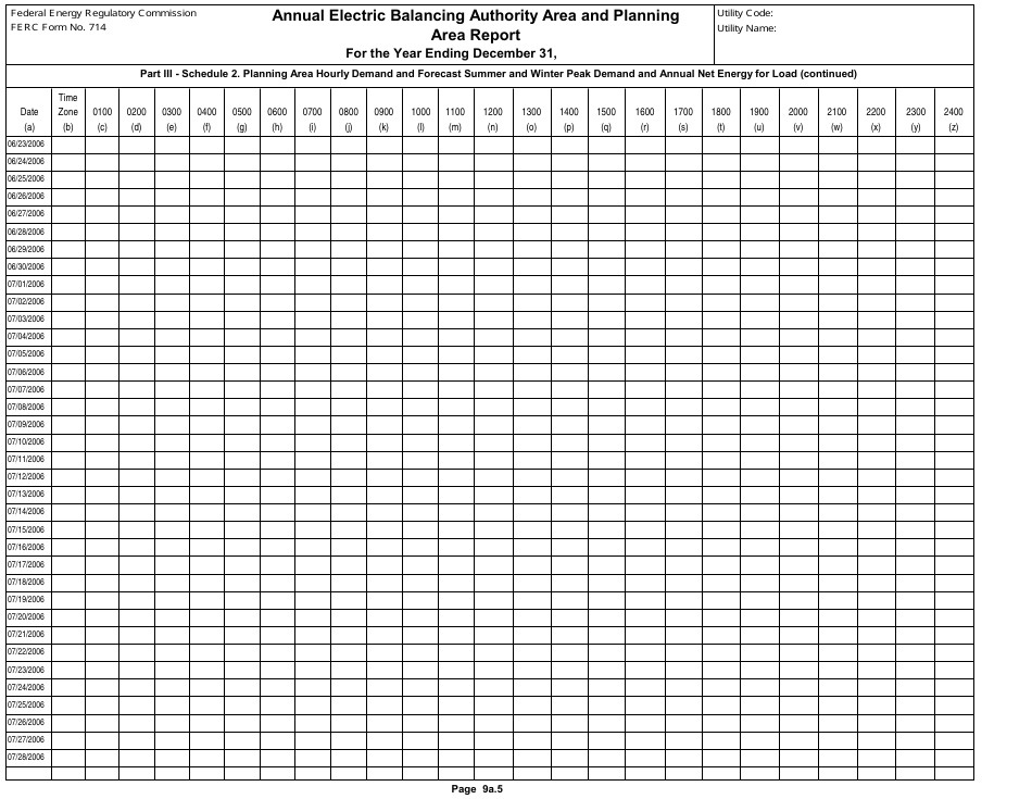 FERC Form 714 Annual Electric Balancing Authority Area and Planning Area Report, Page 25