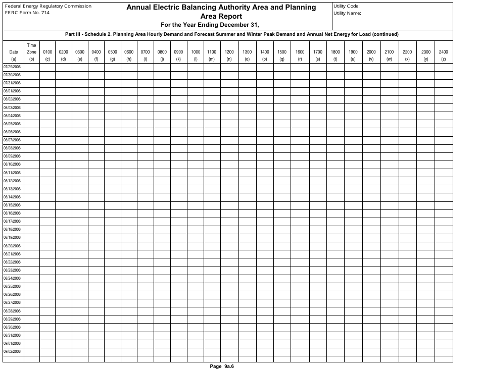 FERC Form 714 Annual Electric Balancing Authority Area and Planning Area Report, Page 26