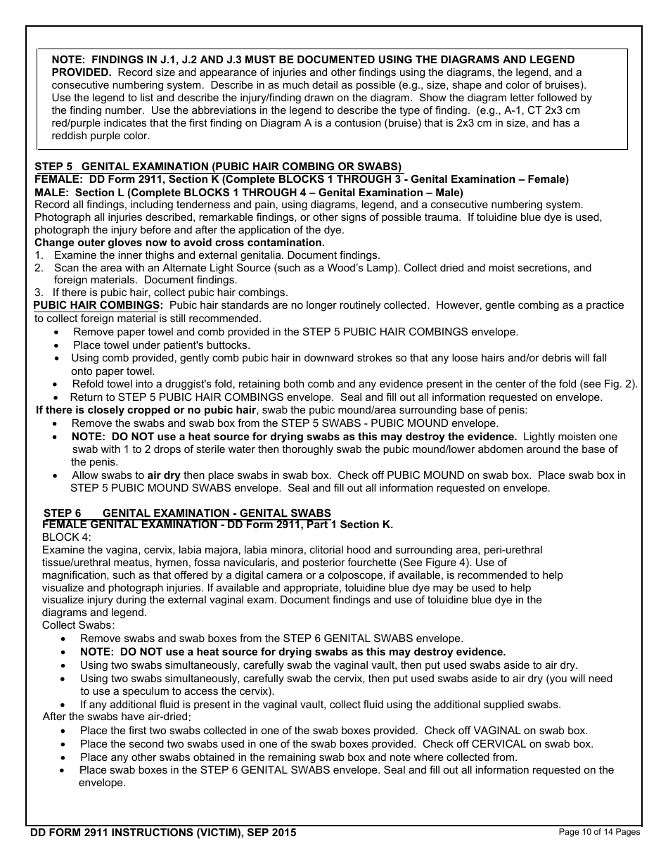 Download Instructions for DD Form 2911 DoD Sexual Assault Forensic ...