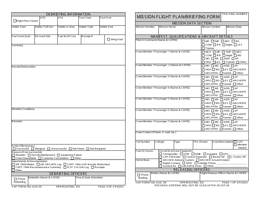 CAP Form 104 Fill Out, Sign Online and Download Printable PDF