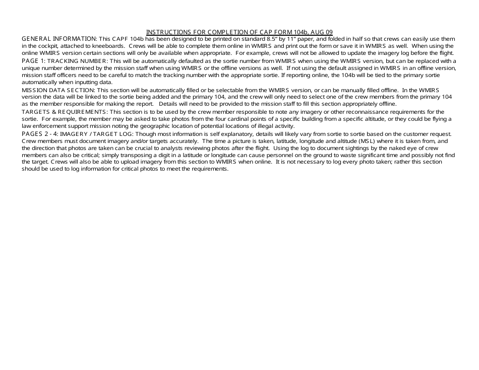 CAP Form 104B Reconnaissance Summary, Page 3