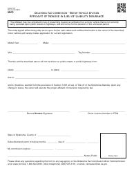 Document preview: OTC Form 797 Affidavit of Nonuse in Lieu of Liability Insurance - Oklahoma