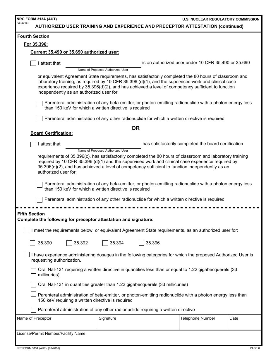 NRC Form 313A (AUT) - Fill Out, Sign Online and Download Fillable PDF ...