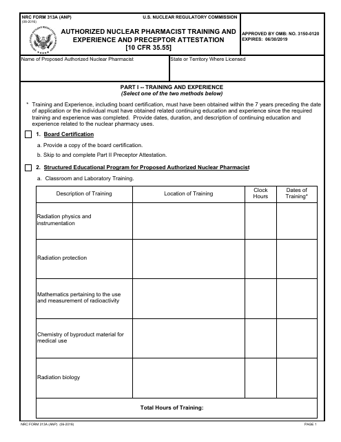 NRC Form 313 (ANP)  Printable Pdf