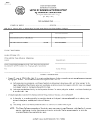 Form CBA-1 &quot;Notice of Business Activities Report by a Foreign Corporation&quot; - New Jersey