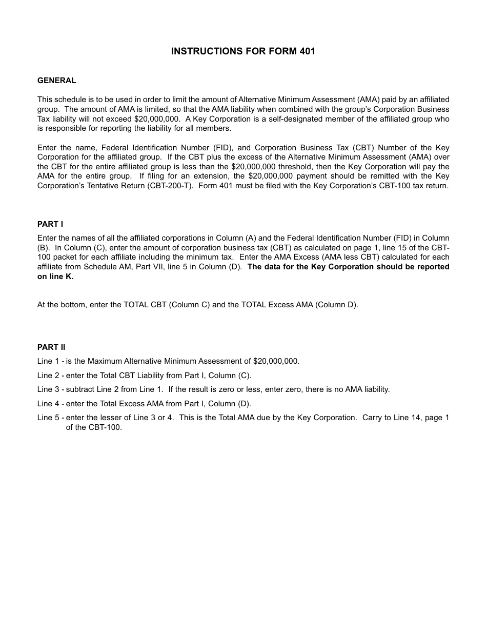 Form 401 Key Corporation and Affiliates Claiming Ama Threshold Limit for Periods Ending on and After July 31, 2011 - New Jersey, Page 2