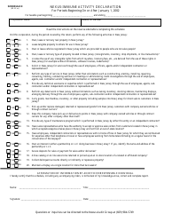 Document preview: Schedule N Nexus-Immune Activity Declaration - New Jersey