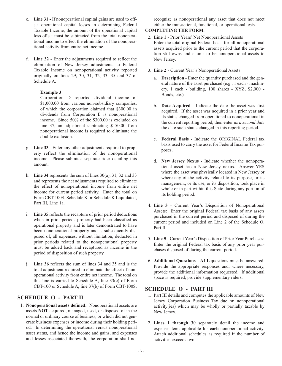 Nonoperational Activity Packet for Taxable Years Ending on or After July 31, 2007 - New Jersey, Page 4