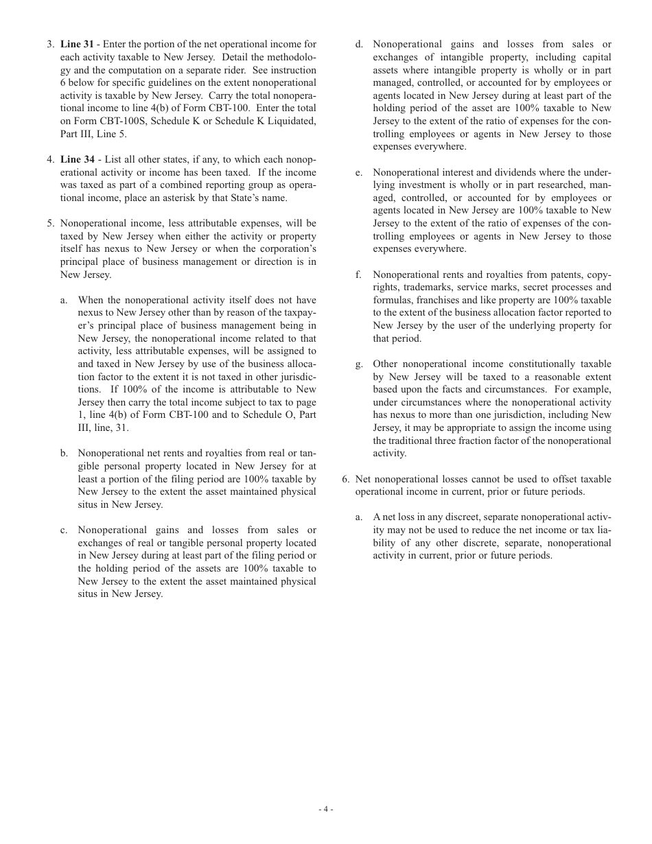 Nonoperational Activity Packet for Taxable Years Ending on or After July 31, 2007 - New Jersey, Page 5