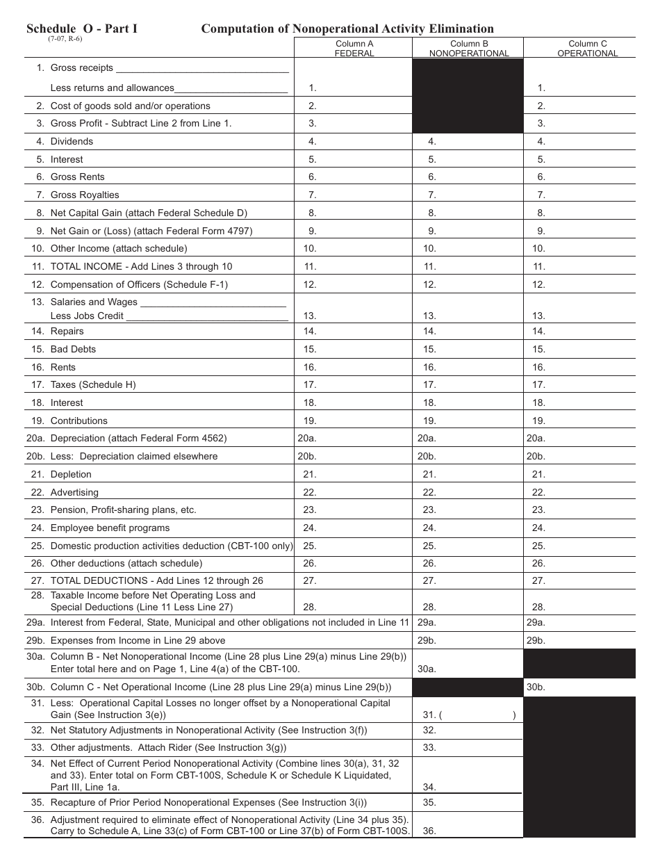 Nonoperational Activity Packet for Taxable Years Ending on or After July 31, 2007 - New Jersey, Page 6