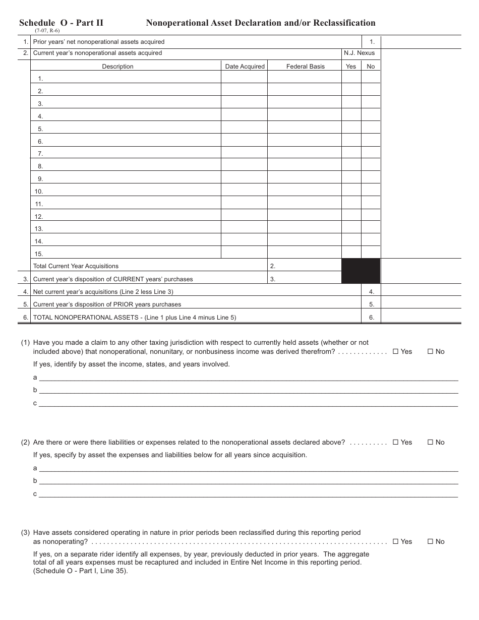 Nonoperational Activity Packet for Taxable Years Ending on or After July 31, 2007 - New Jersey, Page 7