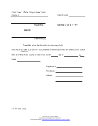 Document preview: Form CIV-GP-105 Notice of Entry - New York