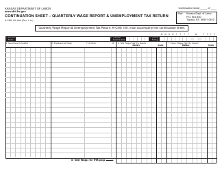 Form K-CNS101 Continuation Sheet - Quarterly Wage Report &amp; Unemployment Tax Return - Kansas