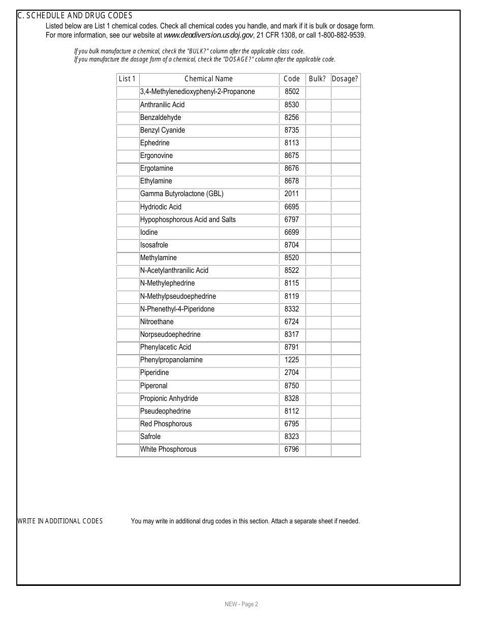 DEA Form 510 Application for Registration, Page 3