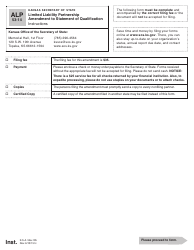 Document preview: Form ALP53-14 Limited Liability Partnership Amendment to Statement of Qualification - Kansas