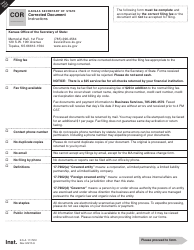 Document preview: Form COR Corrected Document - Kansas