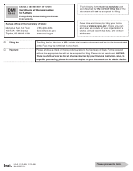 Form DMI53-46 Certificate of Domestication to Kansas - Kansas