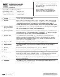 Document preview: Form DPA51-04 Professional Association Articles of Incorporation - Kansas